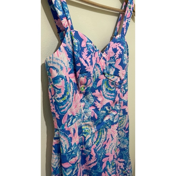 EUC Lilly Pulitzer Pink and Blue Floral Romper Mini Dress, Size 2 - Picture 8 of 16